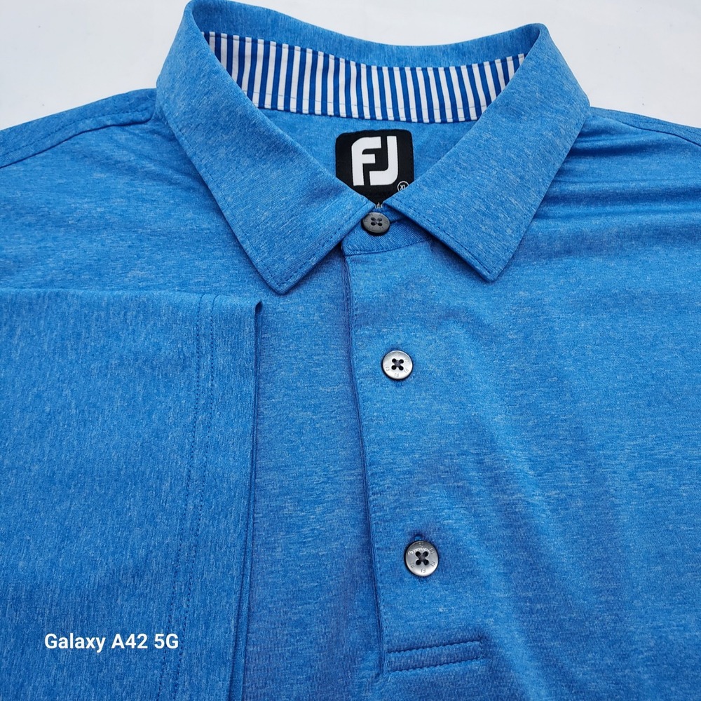 FootJoy FJ Golf Polo‎ Shirt Mens XL Blue Heather Performance Short Sleeve